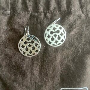 Coach Silver Cut-Out Circle Earrings